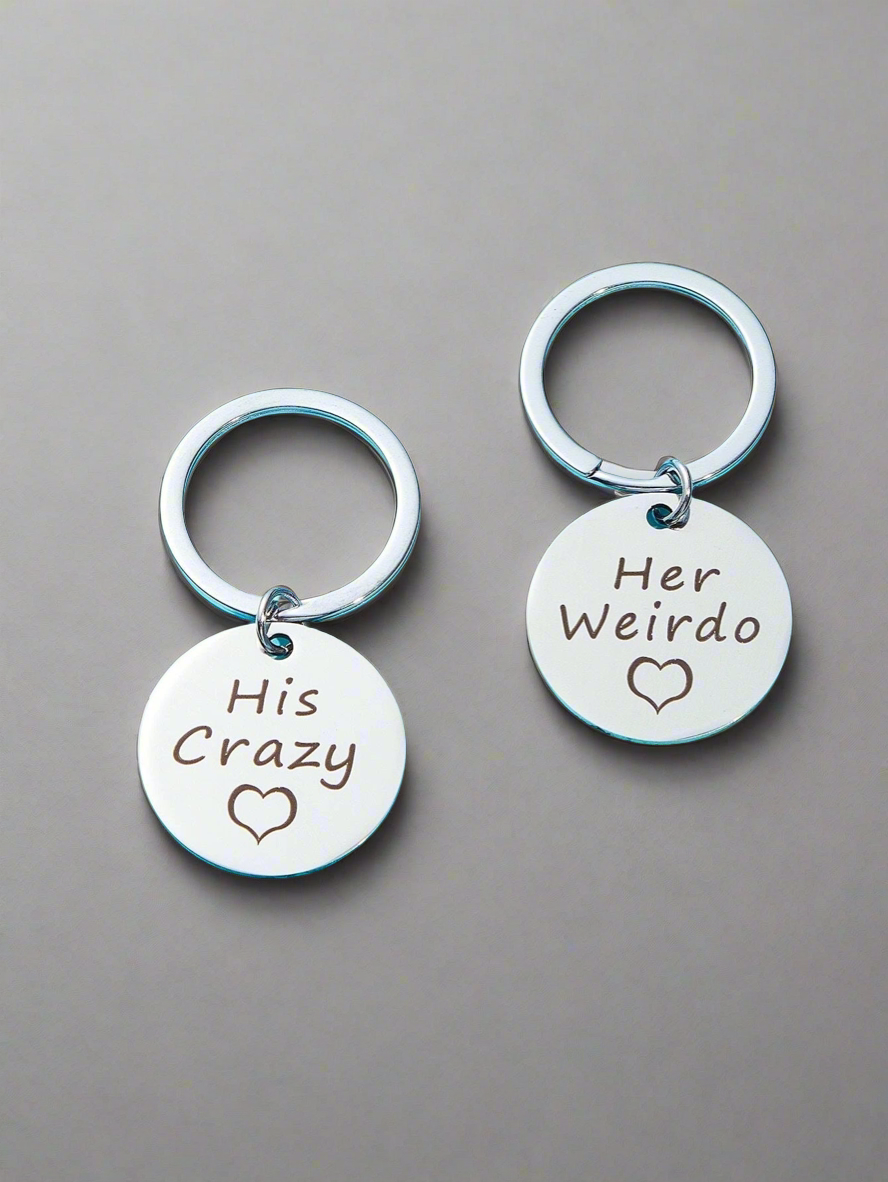 His Crazy & Her Weirdo Couples Keychain Set