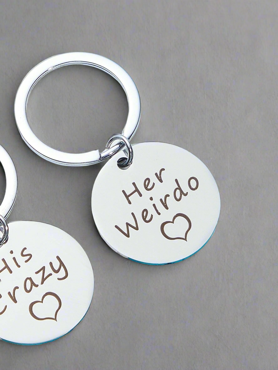 His Crazy & Her Weirdo Couples Keychain Set