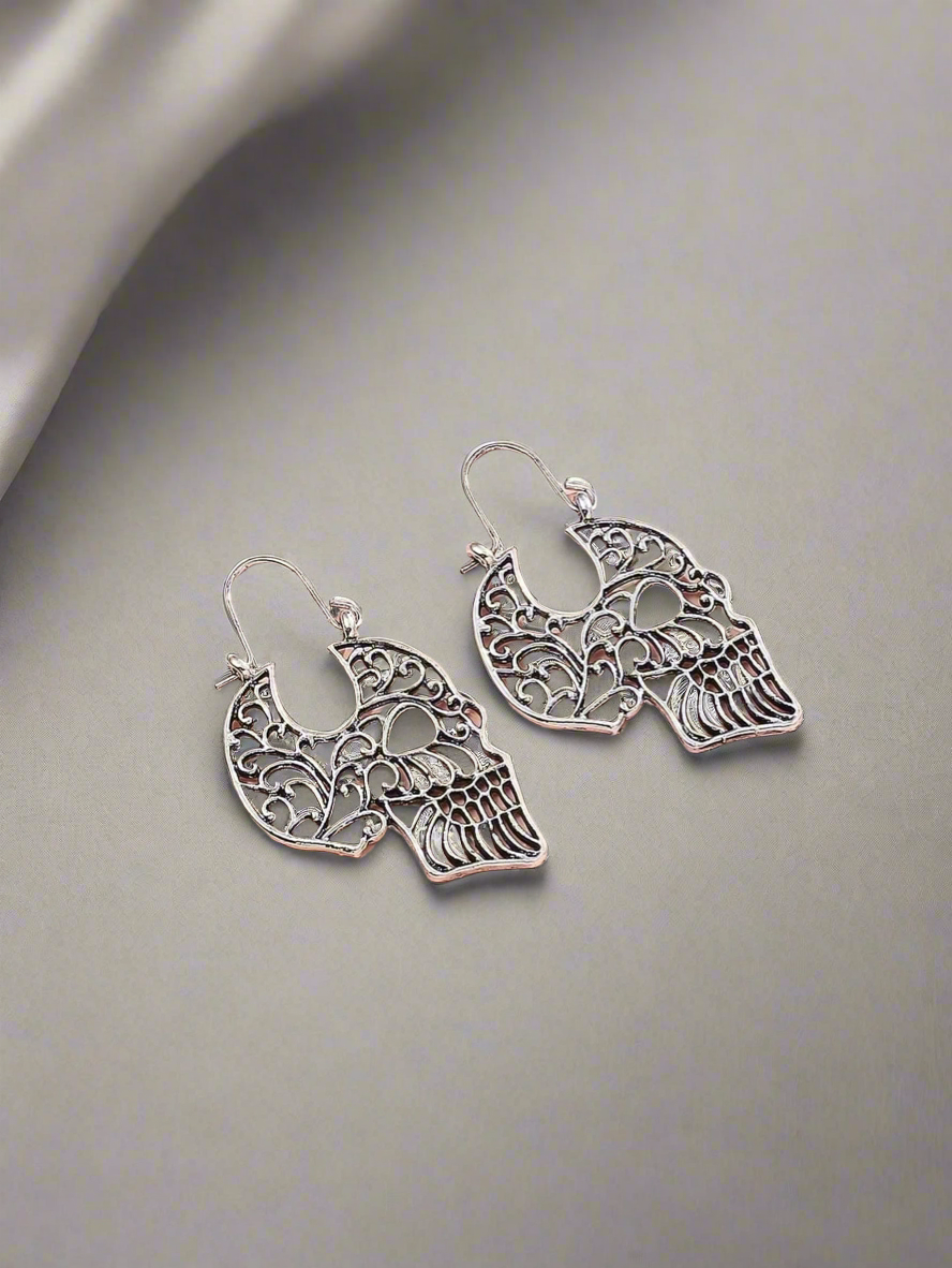 Gothic Filigree Skull Earrings