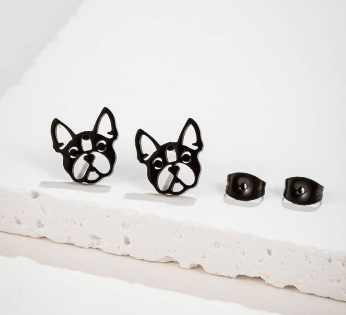 Boston Terrier Stud Earrings