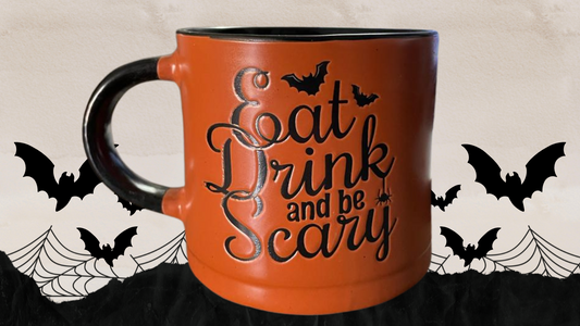 Eat Drink and be Scary Orange & Black Ceramic Mug