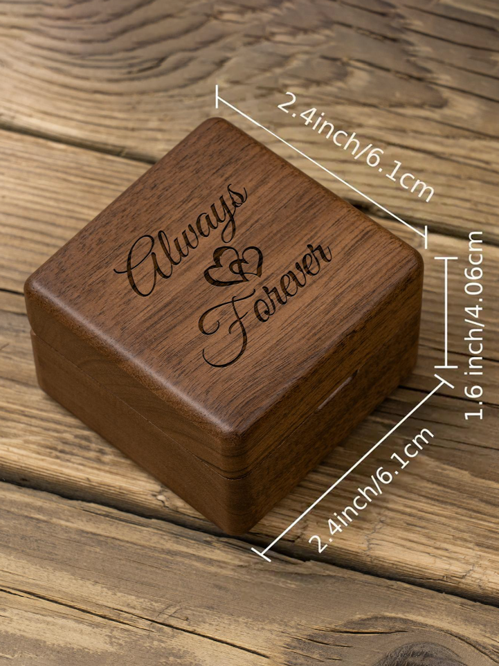 Always and Forever Wooden Wedding Rings Box
