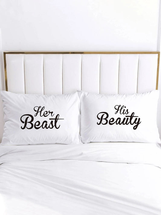 Her Beast His Beauty Pillow Case Set